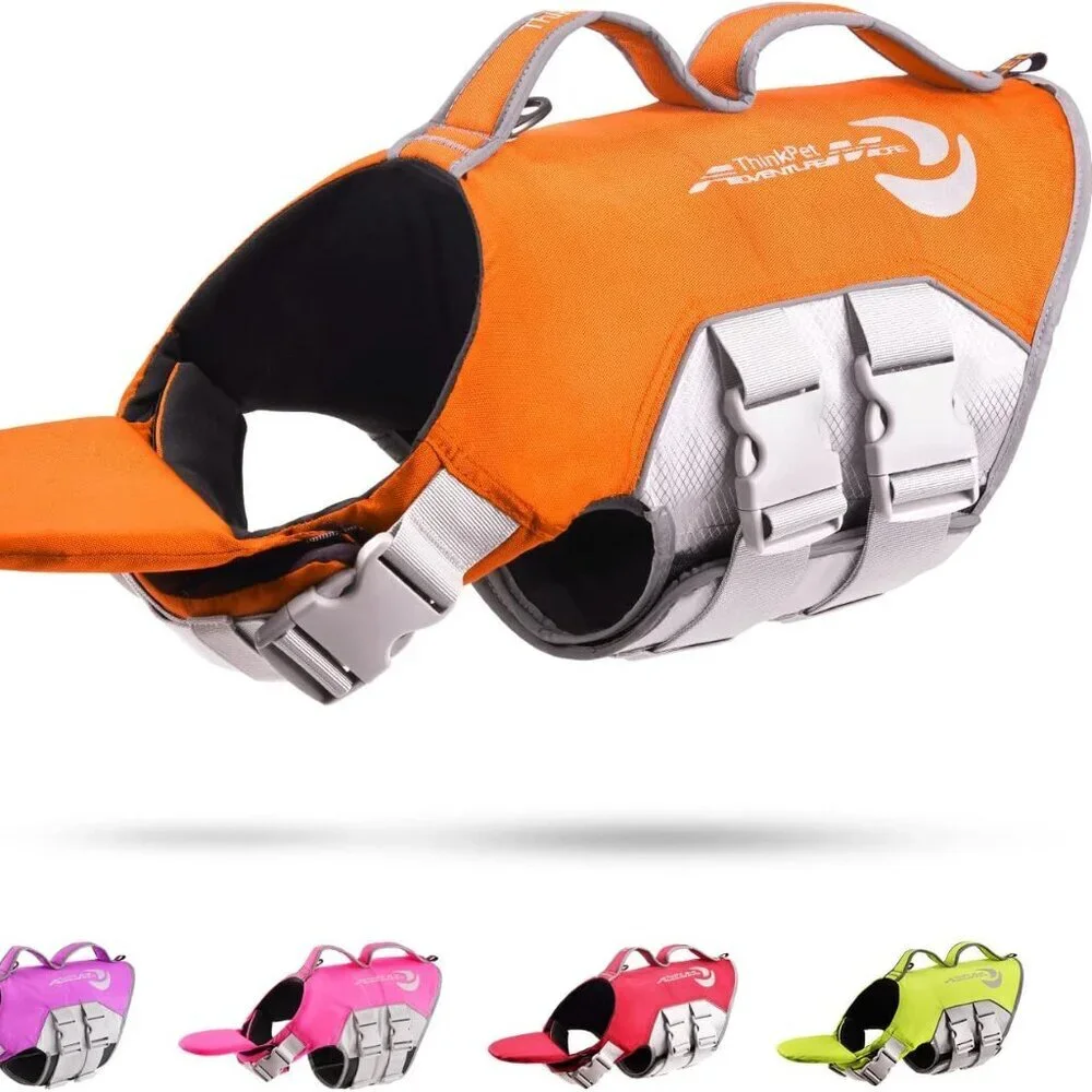 ThinkPet Dog Life Jacket, Reflective Lifesaver with Rescue Handle